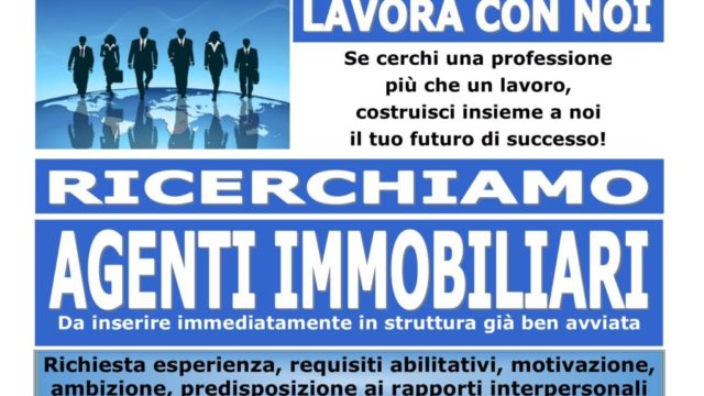 RICERCHIAMO AGENTI IMMOBILIARI